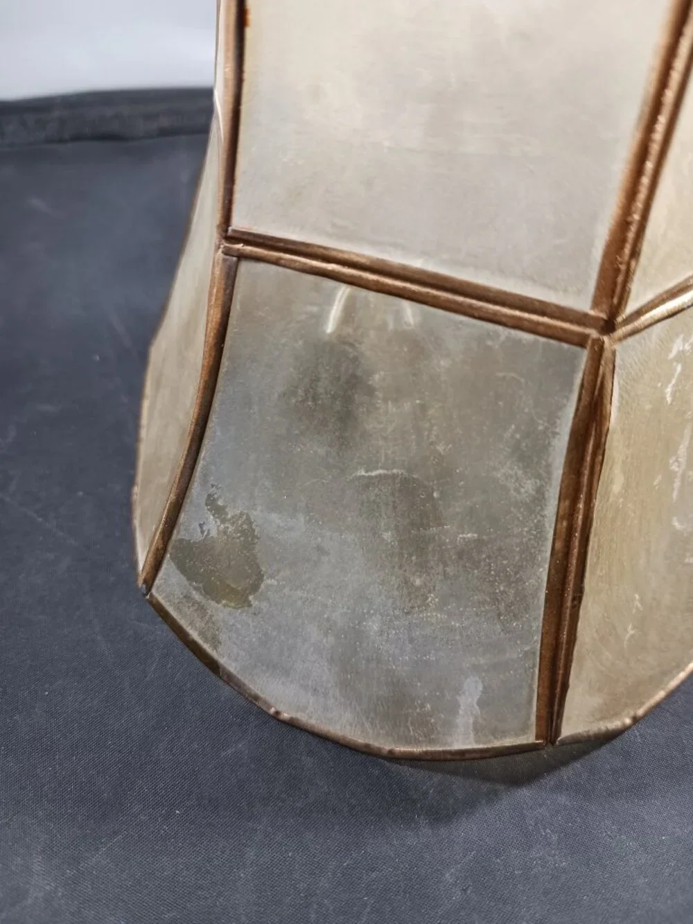 Mini Vintage Capiz Shell Lamp Shades featuring Brass Trim
